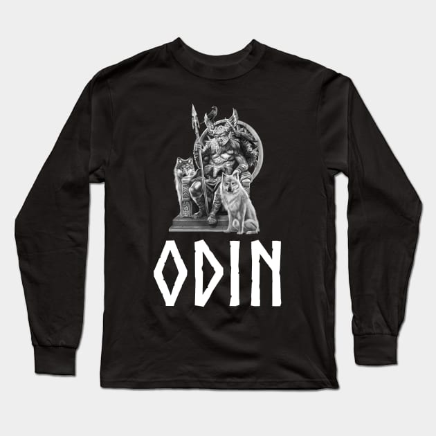 Viking Norse Mythology Scandinavian & Norwegian God Odin Long Sleeve T-Shirt by Styr Designs